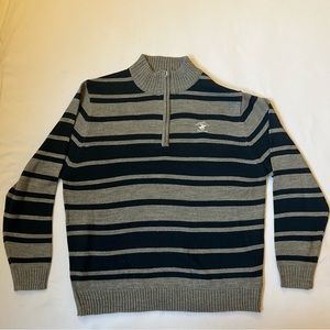 beverly hills polo club stripped zip up sweater